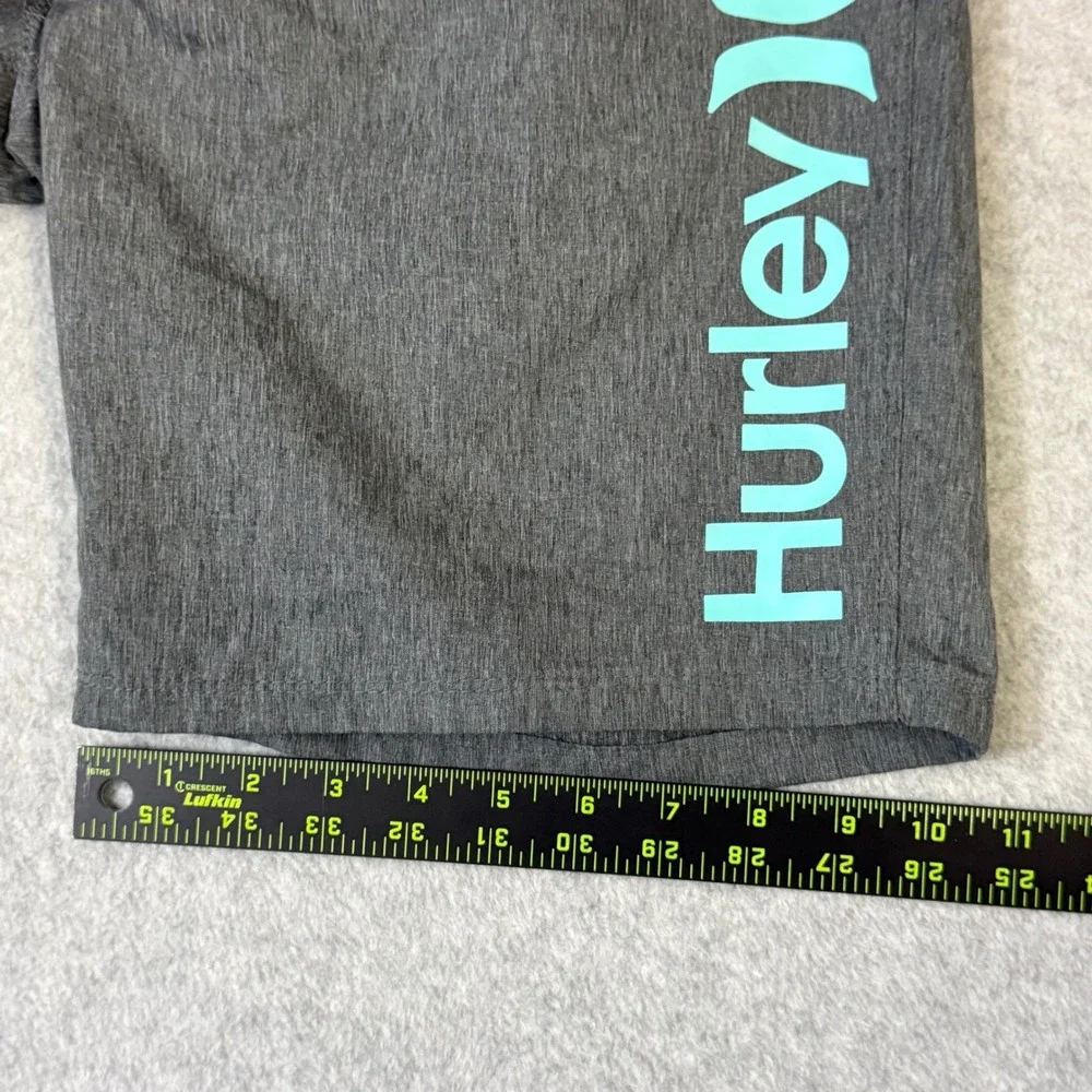 Hurley Mens Gray Teal Logo Board Shorts Swim Trunks Size 32 MBS0008690